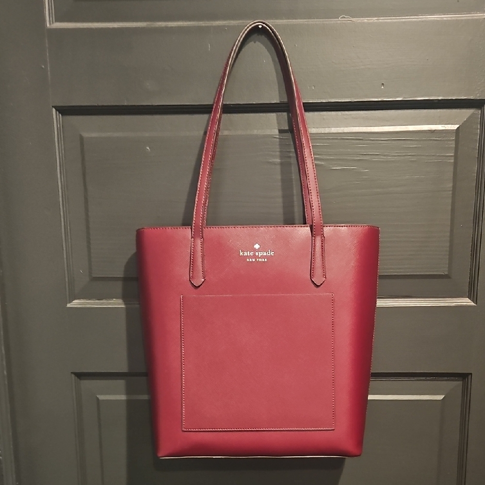 kate spade Red/Maroon Tote Bag with Modern Design